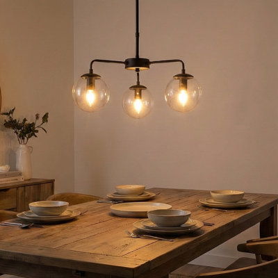 Lustre à 3 lumières à hauteur réglable avec abat-jour en verre Morgensen