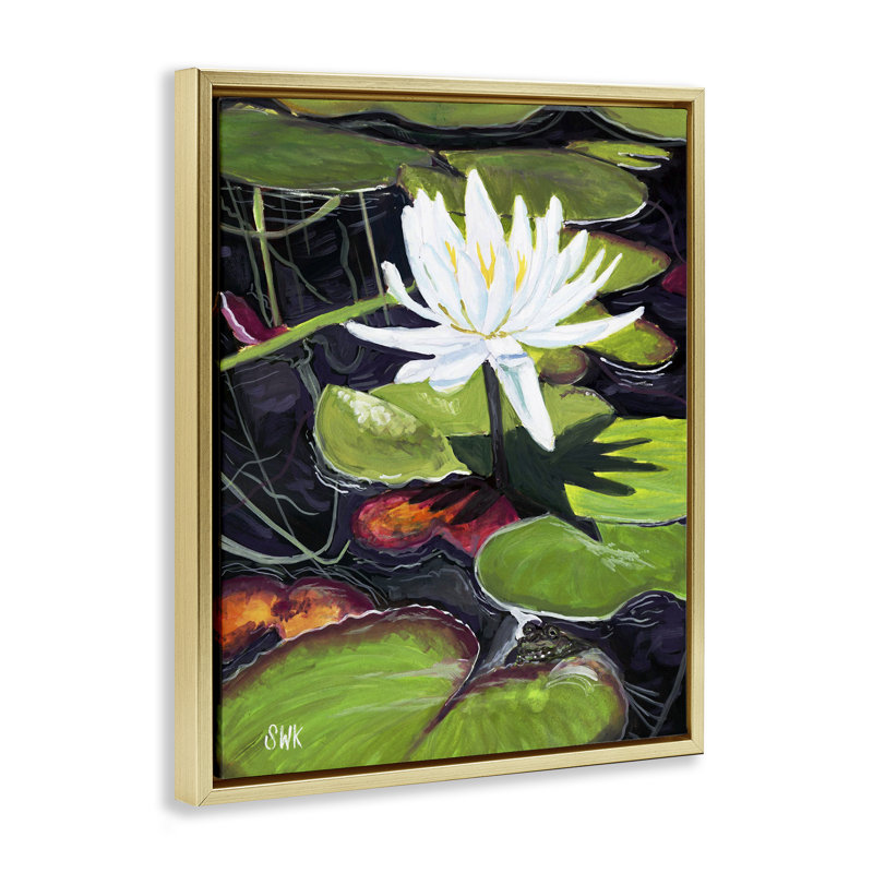 Art mural sur toile Pond Waterlily Surprise Floater, design par Sarah Waldron Kimball, H 31 po x l 25 po