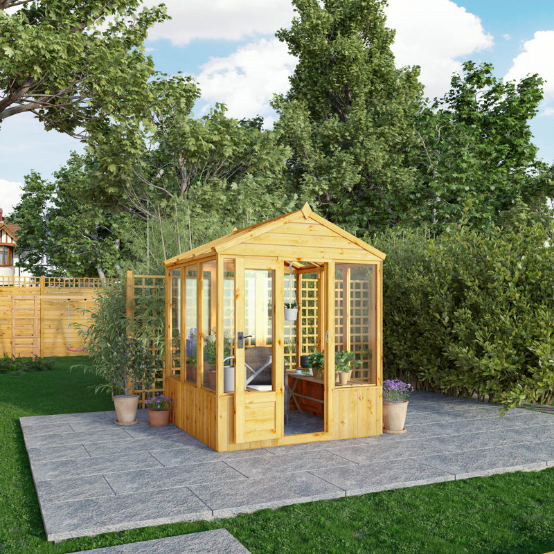Mercia Premium Woodsman Wooden Styrene Greenhouse , 229cm H x 187cm W x 191cm D