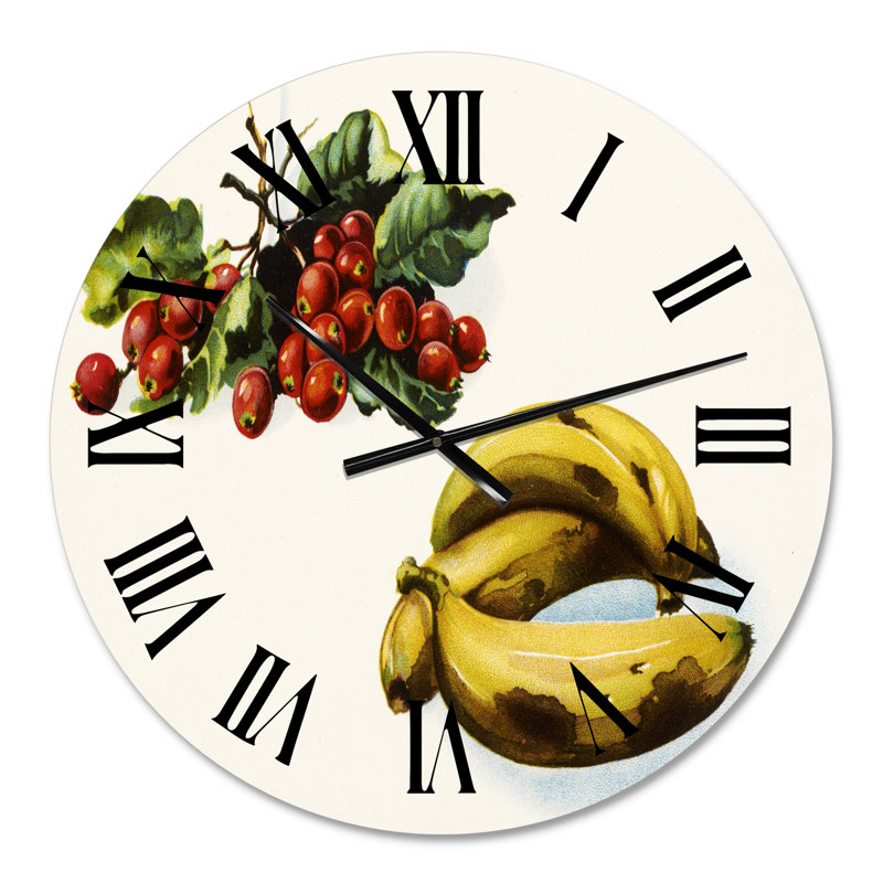 Banane et baies rouges - horloge murale maison de campagne, Moyen
