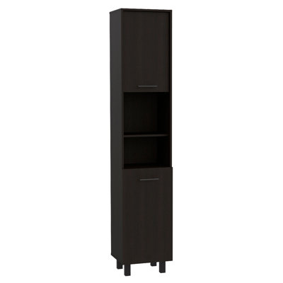 Hobart Pantry, Four Legs, Three Interior Shelves, Two Shelves, Two Cabinets 