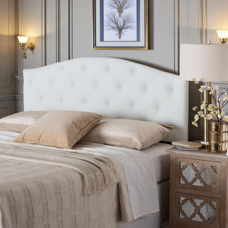Gatlyn Upholstered Headboard, White, Full/Double