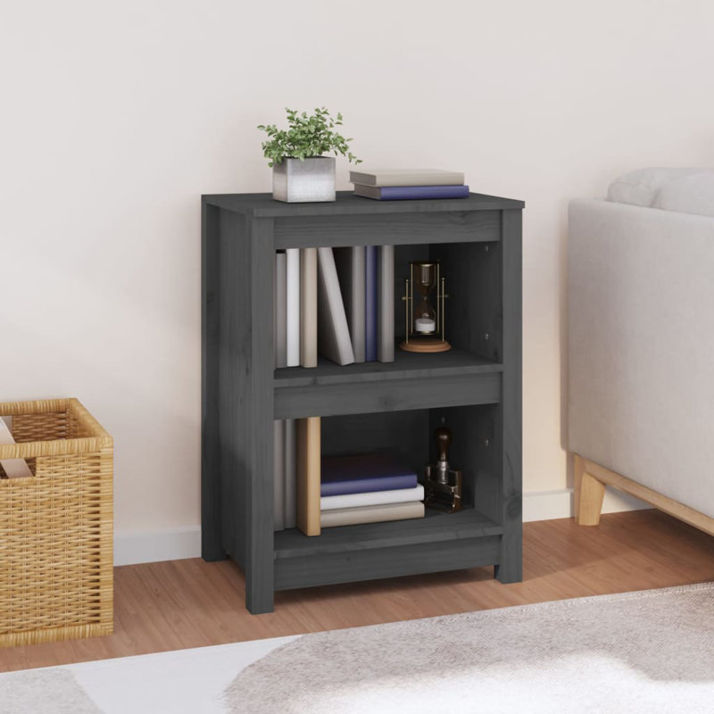 Cleta 68cm H Solid Wood Standard Bookcase, 68cm H x 50cm W x 35cm D, Grey