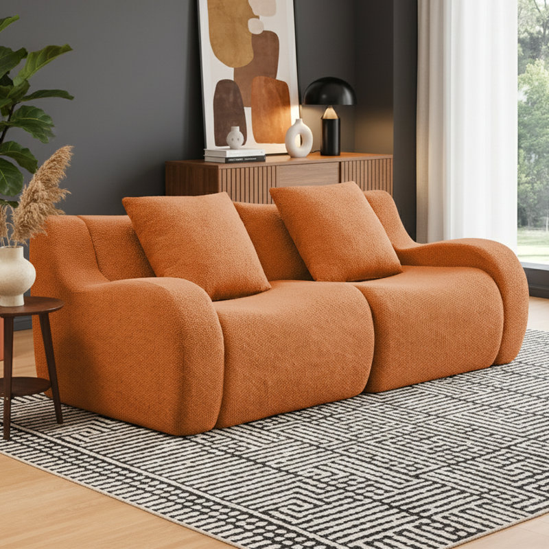 Canapé modulaire 82,7 po en tissu Teddy, Orange