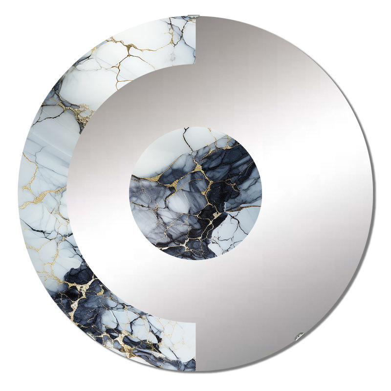 Miroir mural demi-cercle doré, 23,6 po x 23,6 po