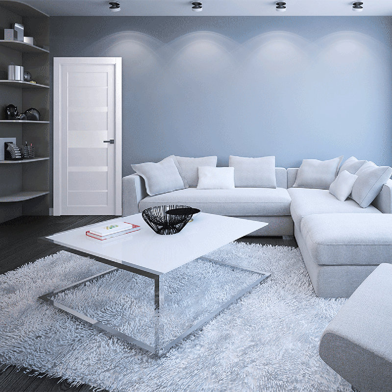 Bianco Noble Frosted Glass Solid Core Wood Interior Door