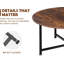 Table basse ronde avec plateau en bois rustique et pieds en métal robustes, table de cocktail industrielle pour le salon, durable et élégante