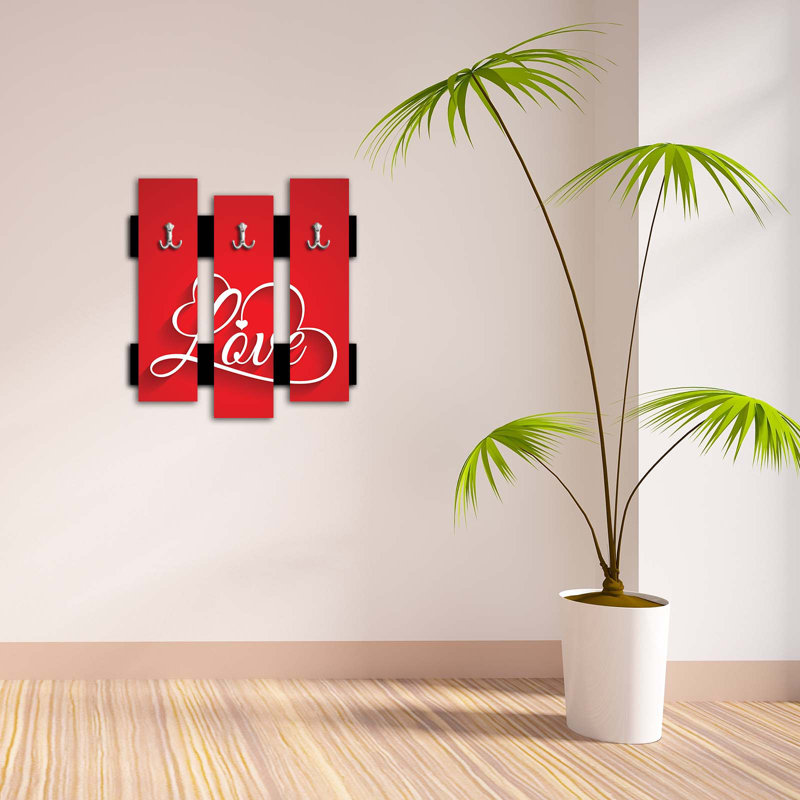 Portemanteau mural à 3 crochets Arnt - rouge / blanc