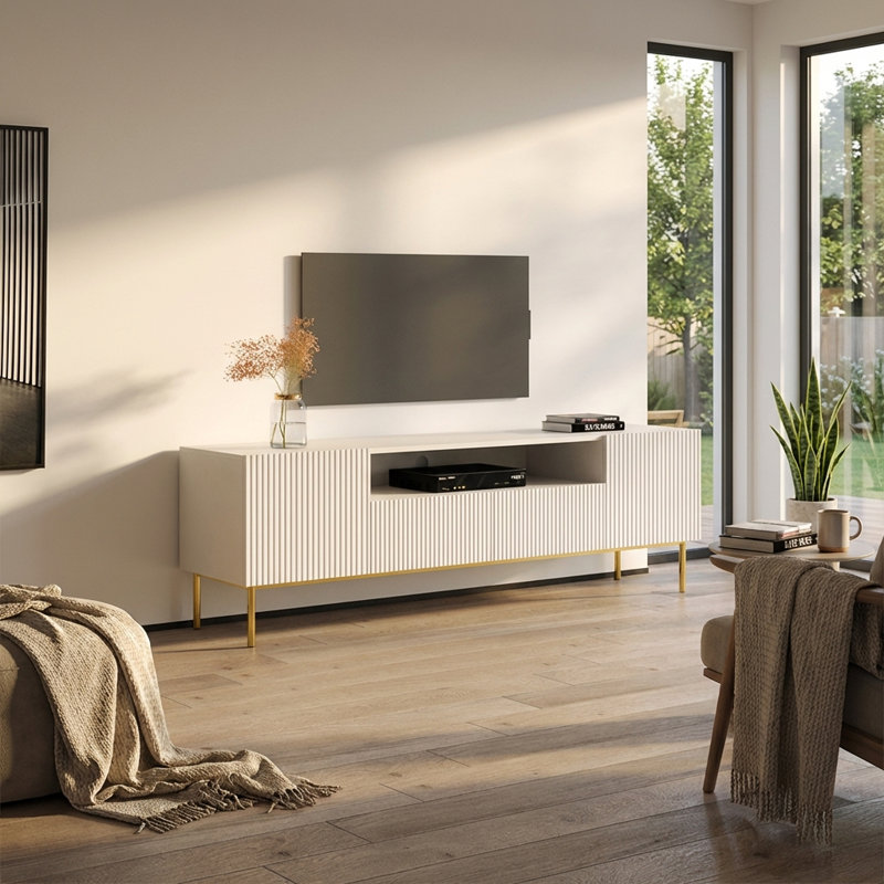 Meuble télé 74,8 po avec finition matte, Blanc
