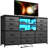 12-drawer Dresser With Led Lights & Outlets - Metal Frame Tv Stand For 60'' Screens, Versatile Use-899624218