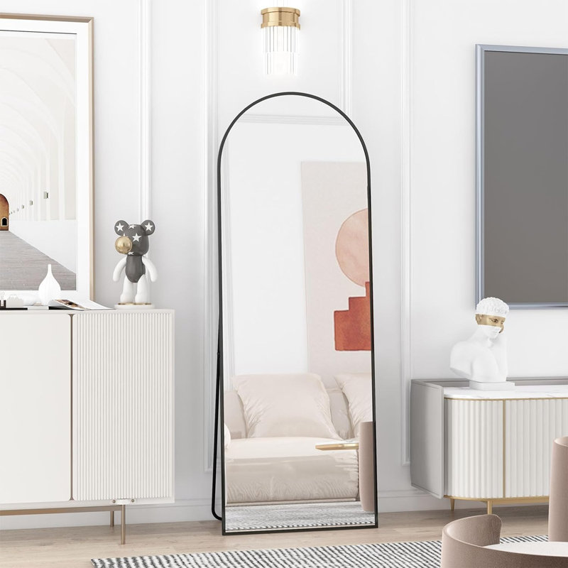 Carlyann Aluminium Framed Freestanding Full Length Mirror, Black, 65"H x 24"W
