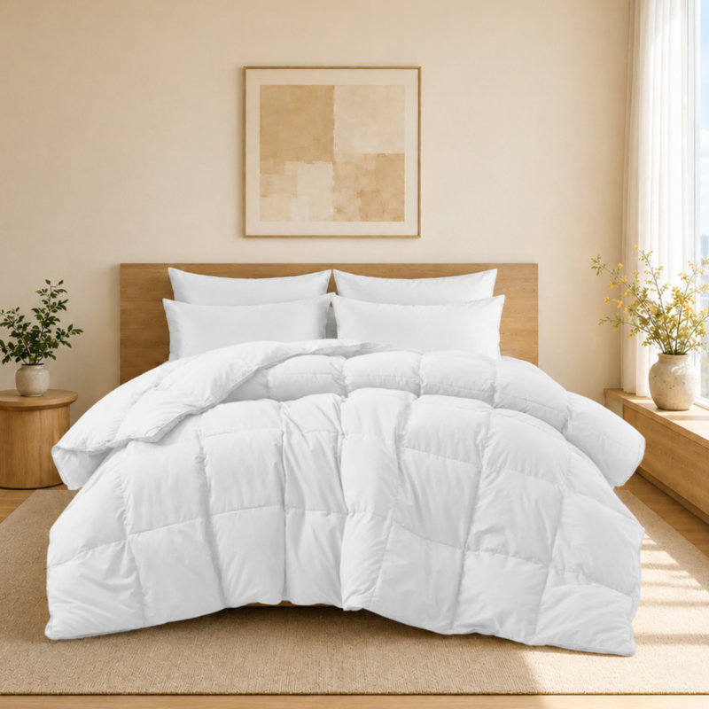 Soft & Quiet Ultra Fluffy Gusset Down Feather Fill Comforter All Season Duvet Insert , King