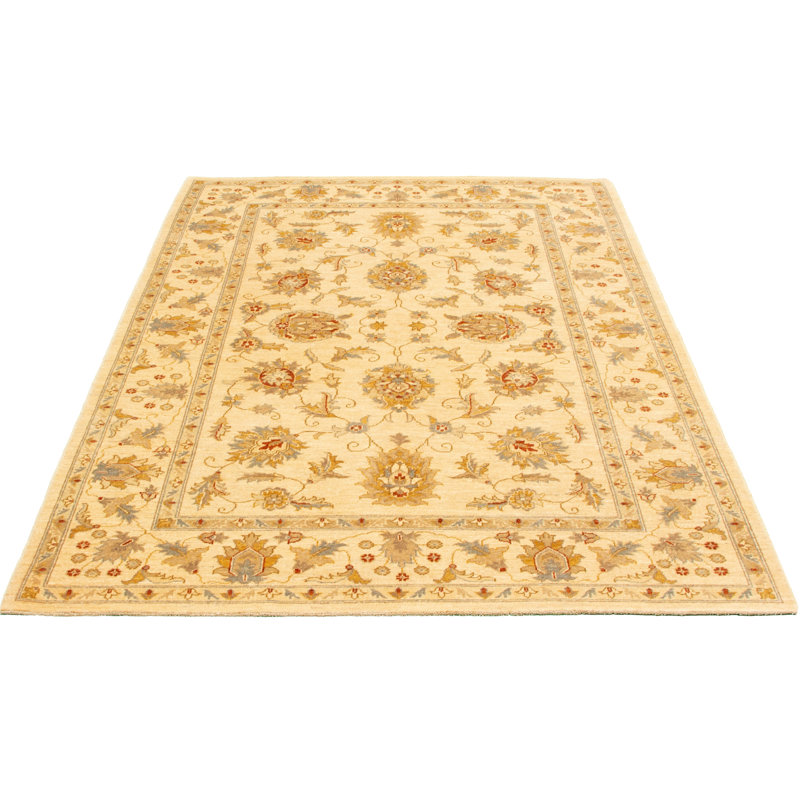 Tapis de bois one-of-kind-noué la 2010 chobi crème 6 pi 2 po x 8 pi, laine de 8 po Aevry