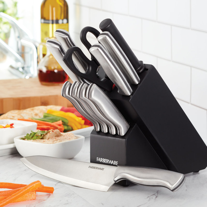 Farberware 12-Piece Stamped Stainless Steel Knife Block Set