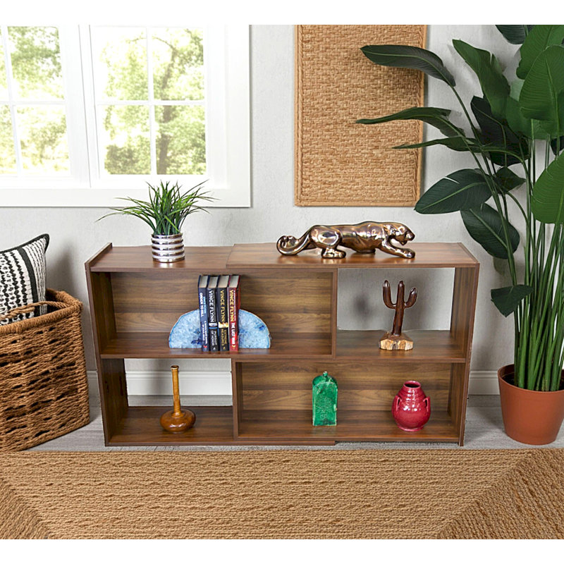 Ava Geometric Bookcase, Cocoa Walnut