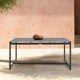 Campblin Outdoor Dining Table in Aluminum and Teak with Stone Top