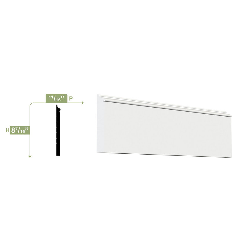 White 8.5" x 96" PVC Baseboard Moulding