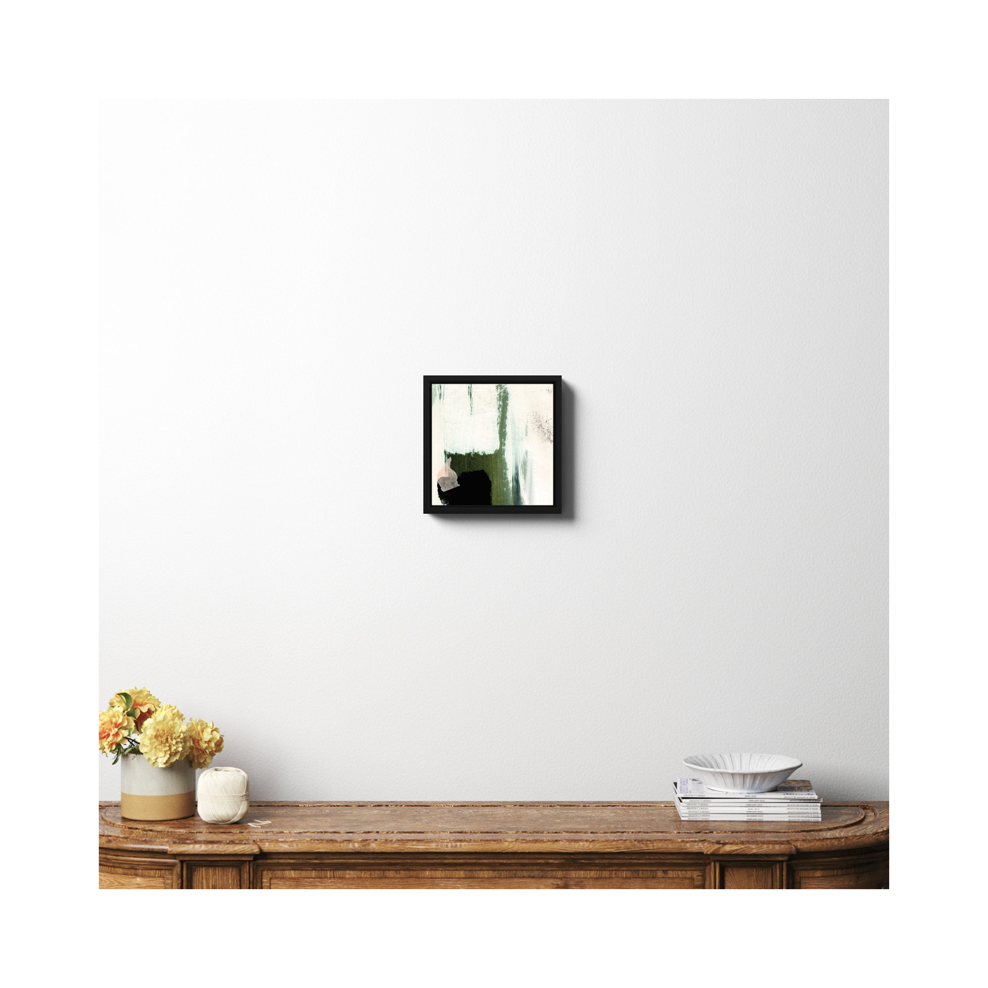 Abstract Minimal, 12" H x 12" W x 2" D, Black Framed Canvas, No
