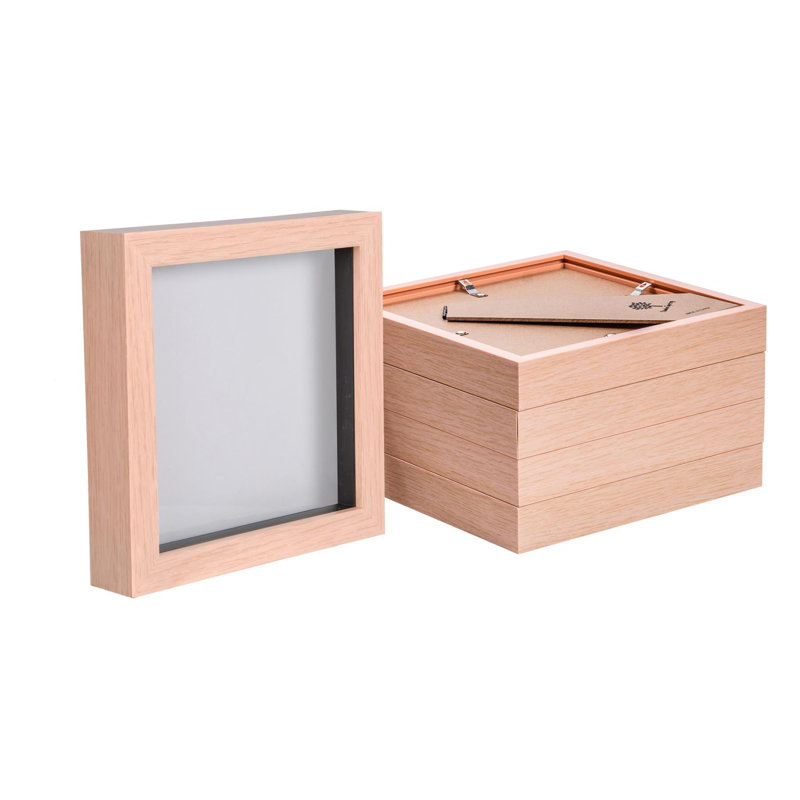 Nicola Spring - 3D Box Photo Frames - 6" x 6" - Light Brown