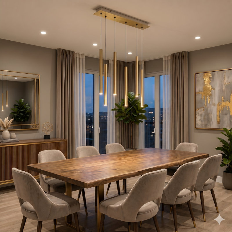 Baileyton 6 - Light Kitchen Island Pendant, Brass