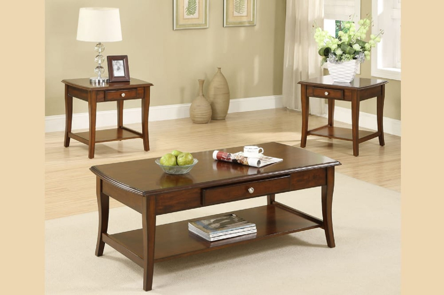 Wildon Home® Ransomville 3 - Piece Solid Wood Living Room Table Set ...