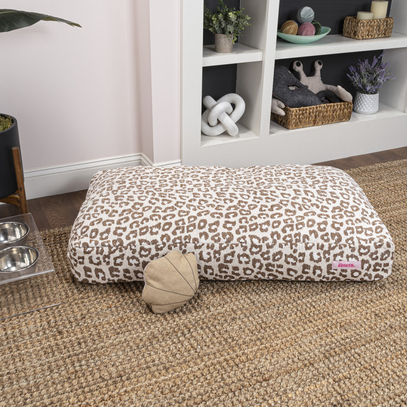 Mabel Designer Modern Ultra Soft Reversible Plush Rectangular Pet Bed with Washable Cover, Classic Leopard