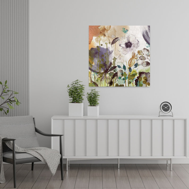 «Autumn Song II», art floral fantaisiste avec papillon, H 24 po x l 24 po
