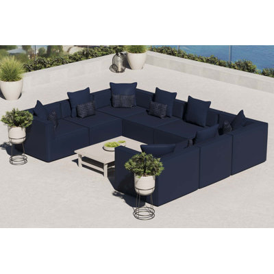 Saybrook Outdoor Patio Upholstered 8-Piece Sectional Sofa