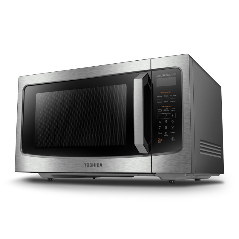 Four à micro-ondes de comptoir 1,6 pi³ TOSHIBA, inverseur, capteur intelligent, tourne-disque 13,6 po, 1250 W, argent