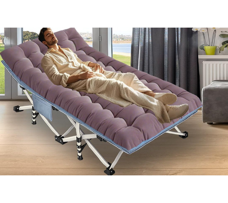 Lit de camp de 32 po de largeur avec matelas confortable pour adultes Lits de très grande taille pour dormir Lit de camping pliant Lit de camp robuste avec sac de transport