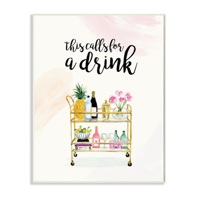 Calls for a Drink Quote Glam Cart Cocktail Alercolor Watercolor - par Victoria Borges