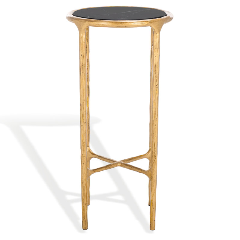 Table de bout Evelynn, Plateau en marbre blanc / base en laiton