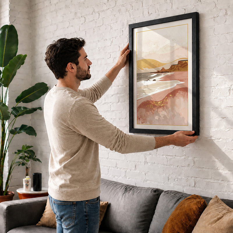 Dunes at Dusk Coastal - Framed Print, Black, A4 - 29.7 x 21.0 cm