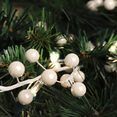 Vaporisateur de baies blanc perlé de 17 pouces, paquet de 12 tiges, 35 baies réalistes par tige, décorations des Fêtes, choix d'arbre de Noël, ornements de couronne et de guirlande, décor de maison et de bureau