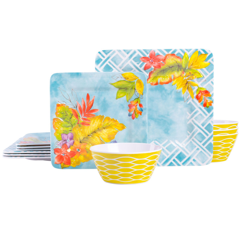 Laurie Gates 12pc Square Melamine Dinnerware Set