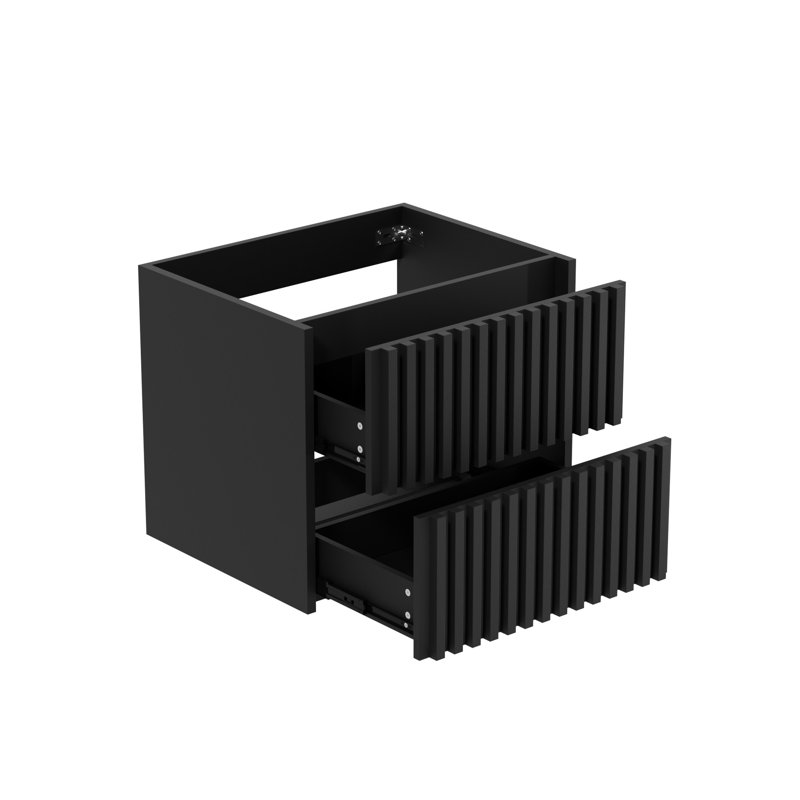 Base de meuble-lavabo simple 24 po seulement, meuble flottant sans comptoir d'évier, Noir