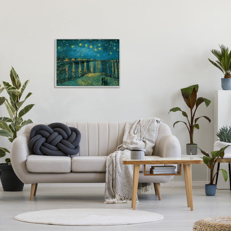 «Classic Starry Night over the Rhone Van Gogh» par Vincent Van Gogh, reproduction d'art graphique, H 24 po x l 30 po x 1,5 po