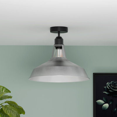 Plafonnier semi-encastré, plafonnier moderne en métal avec abat-jour de grange E26 pour le salon, la chambre à coucher, la cuisine et le couloir