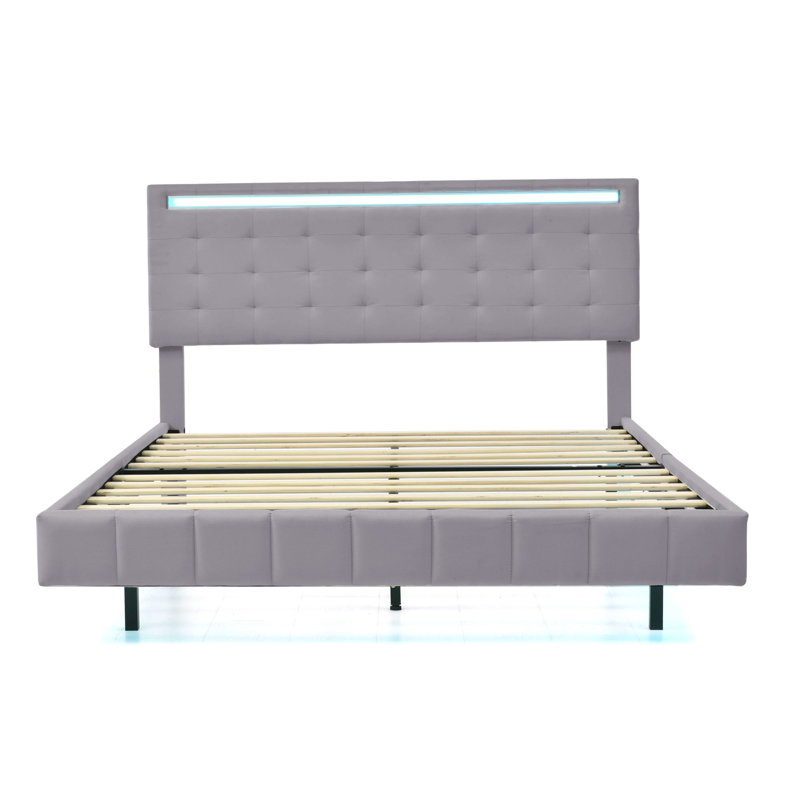 Clate Upholstered Bed, Grey