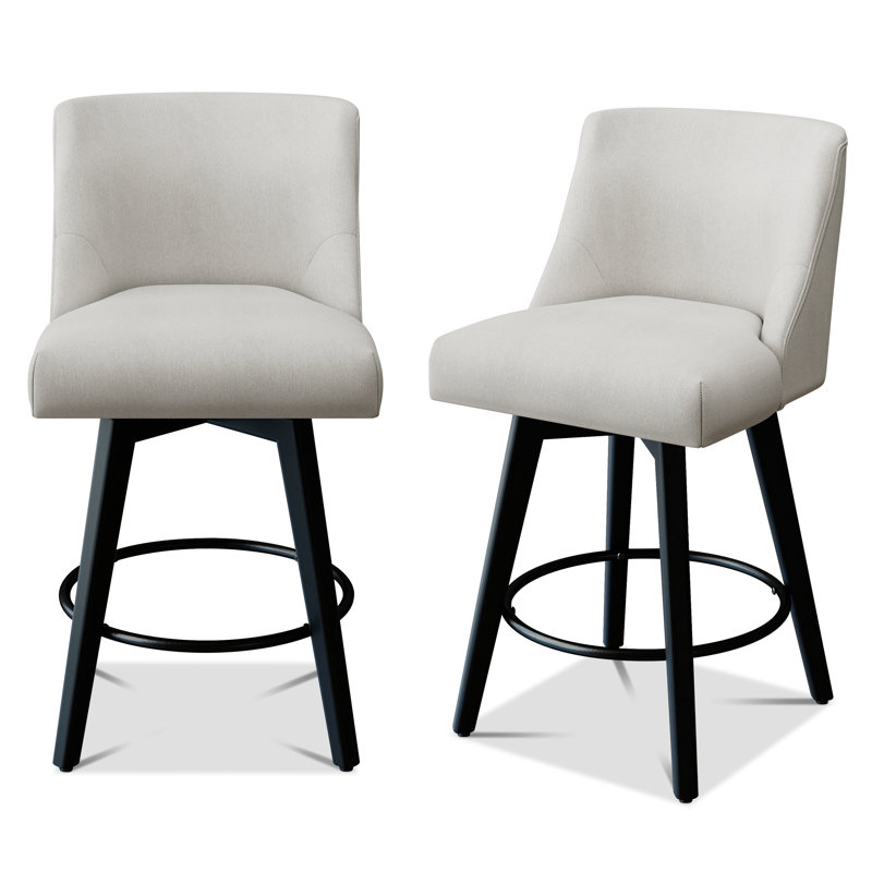 Novogratz 360° Swivel Bar & Counter Stools - Solid Wood Frame(Set Of 2), White