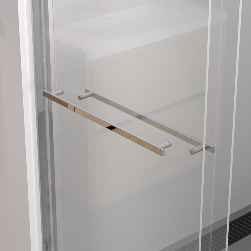 Hardware 56 - 60"X74" Double Sliding Shower Door With 1/4" (6Mm) Tempered Glass, And Waterproof Design For Bathroom 74" High Aluminum Glass Stainless Steel Handle, Easy Installation Safe In