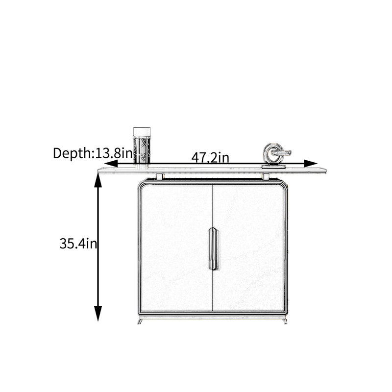Armoire d'entrée italienne, H 35,4 po x l 47,2 po x P 13,8 po, Vert