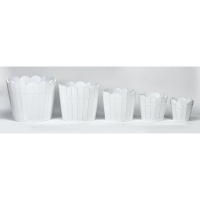 Scalloped Barrel Planters Set