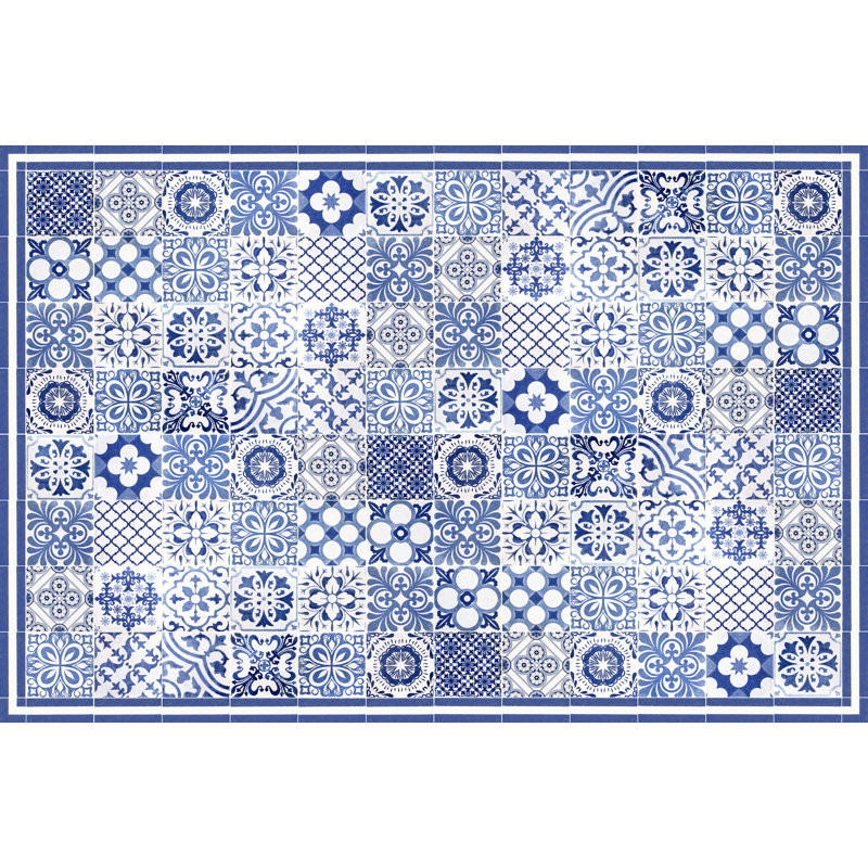 Elliona Vinyl Machine Printed Area Rug, Rectangle 4'4.4" x 6'6.7"