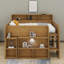 Lit mezzanine double avec bureau à roulettes intégré, 8 tablettes de rangement et lumières DEL-930974273