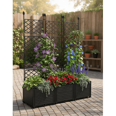 Boîte à fleurs surélevée avec treillis, moustiquaire pour balcon