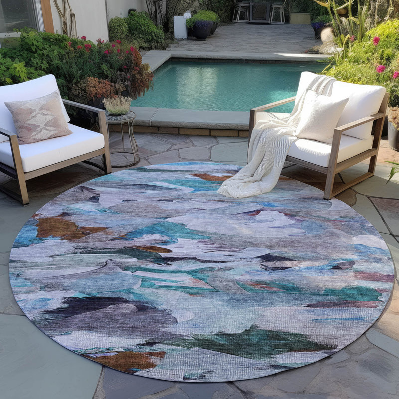 Tapis intérieur / extérieur bleu Loomari, 2'3" x 7'6"