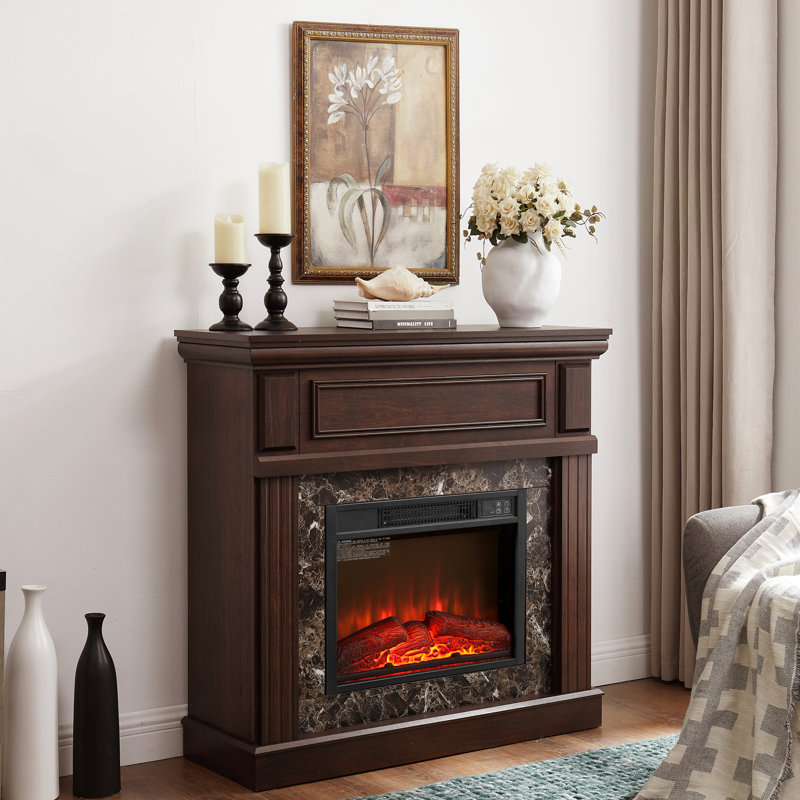 Foyer électrique Cherry - l 41,72 po x P 14 po x H 40 po, conception compacte, flammes réglables, télécommande, aspect élégant contrôlé