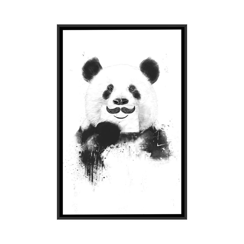 «Funny Panda», impression sur toile tendue, Toile avec cadre noir, Pas de tapis, H 26 po x l 18 po x P 1,5 po