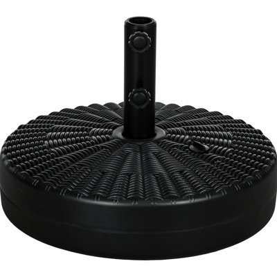64 lb Base de parasol remplissable pour l'extérieur: support en acier, mât de 1,5 po ou 2 po, noir, rehausse la beauté extérieure de la pelouse, de la terrasse, de la place de la piscine.